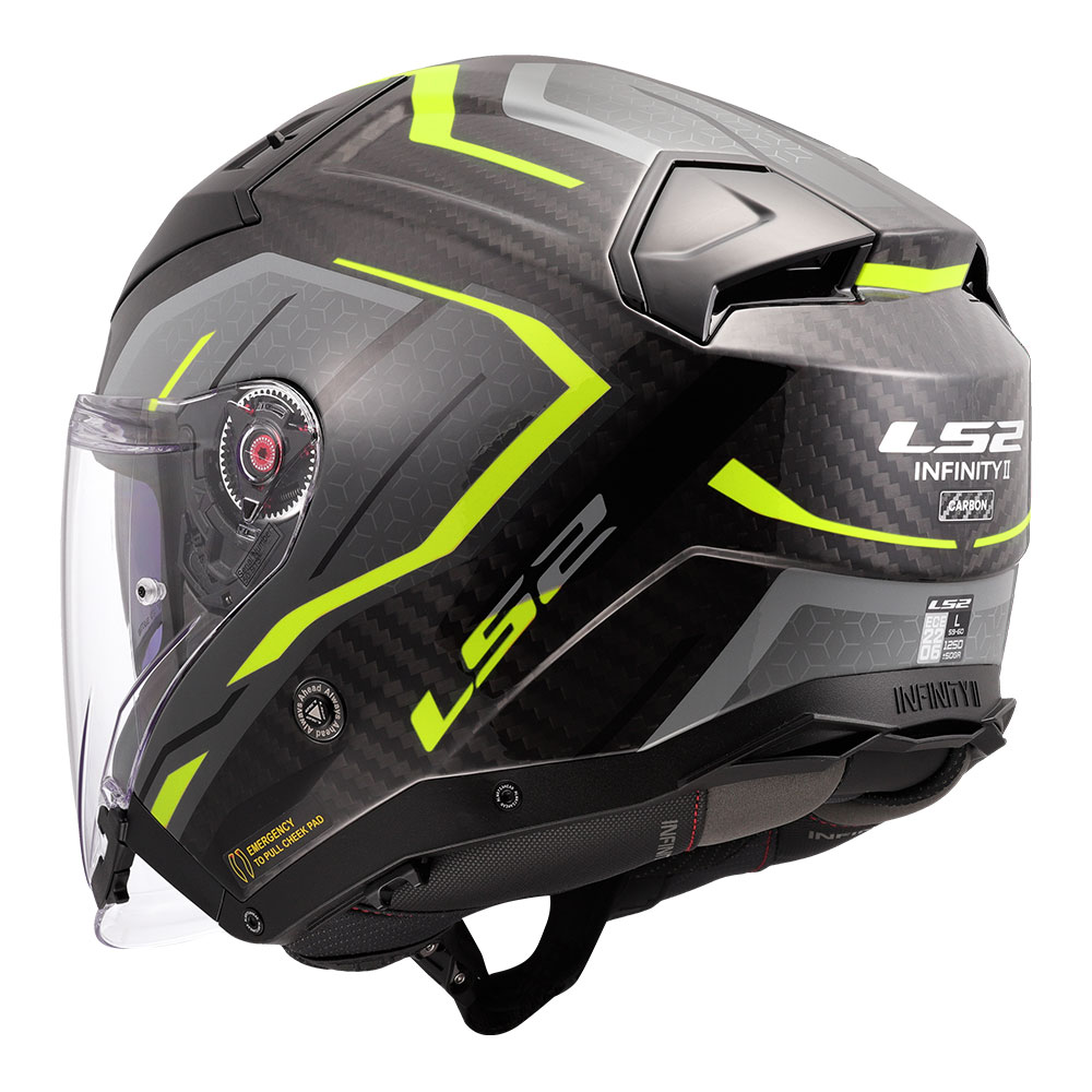 Kaciga LS2 Jet OF603 INFINITY II CARBON URUS crno žuta L