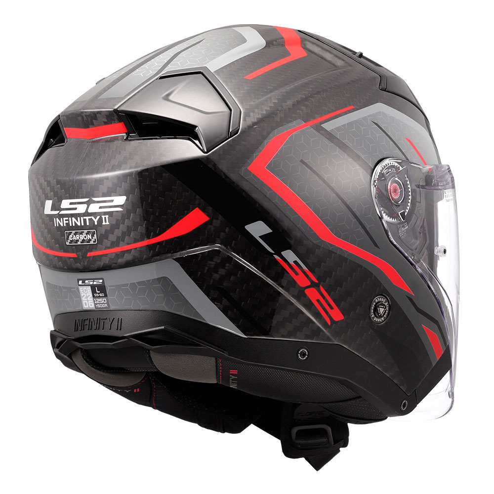 Kaciga LS2 Jet OF603 INFINITY II CARBON URUS crno crvena XL