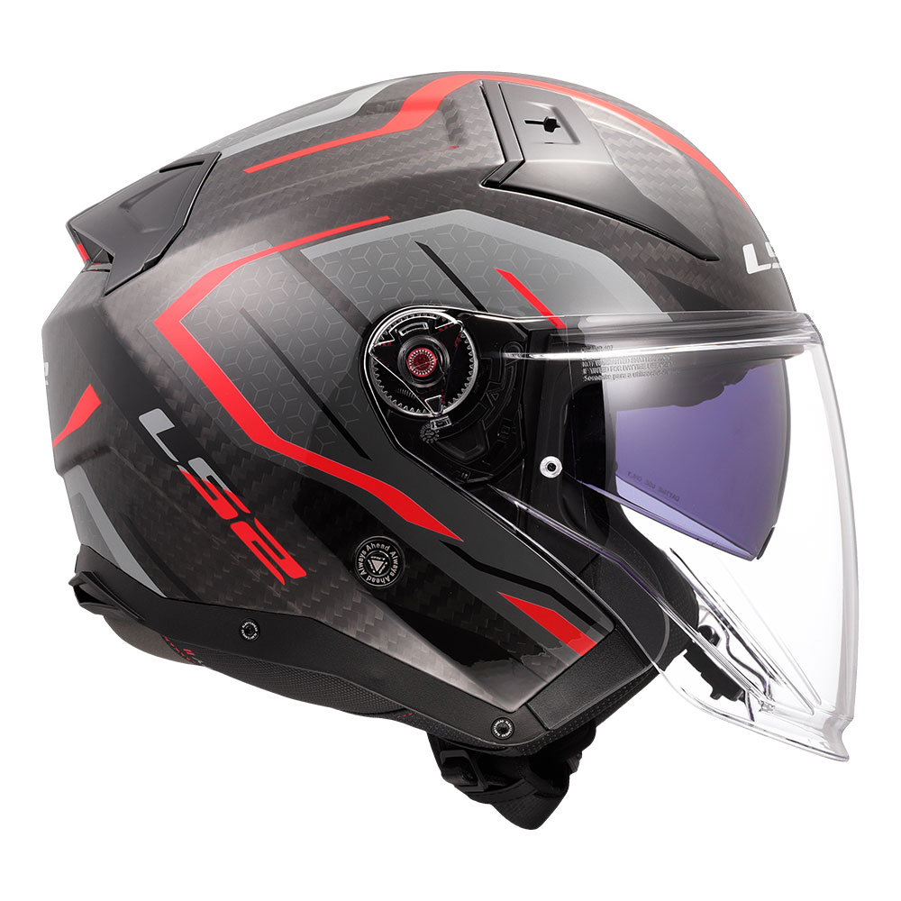 Kaciga LS2 Jet OF603 INFINITY II CARBON URUS crno crvena XL