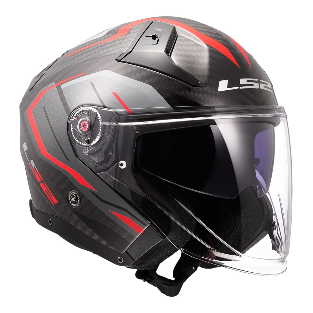 Kaciga LS2 Jet OF603 INFINITY II CARBON URUS crno crvena XL