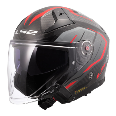 Kaciga LS2 Jet OF603 INFINITY II CARBON URUS crno crvena M