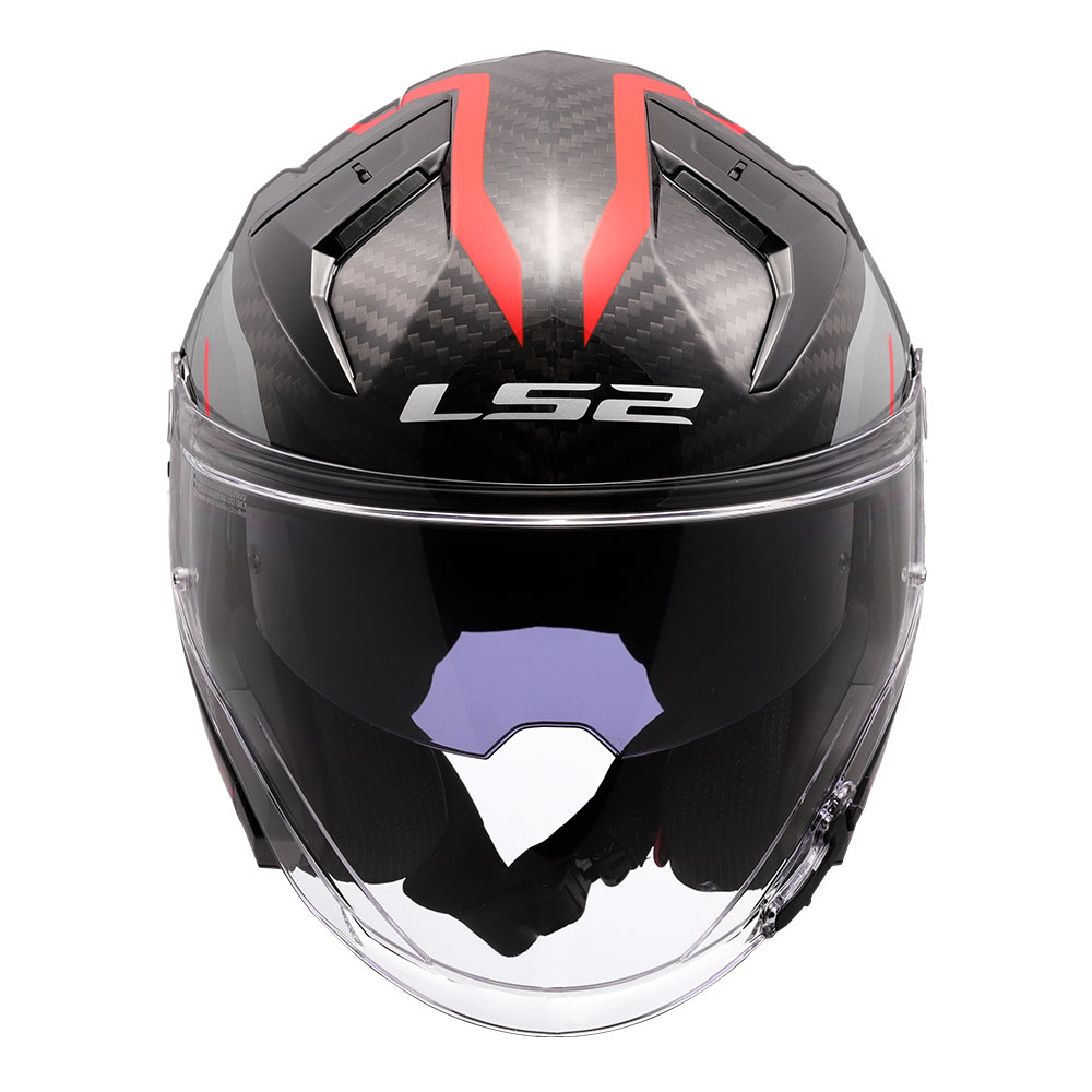 Kaciga LS2 Jet OF603 INFINITY II CARBON URUS crno crvena M
