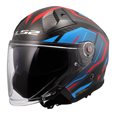 Kaciga LS2 Jet OF603 INFINITY II CARBON URUS plavo crvena M