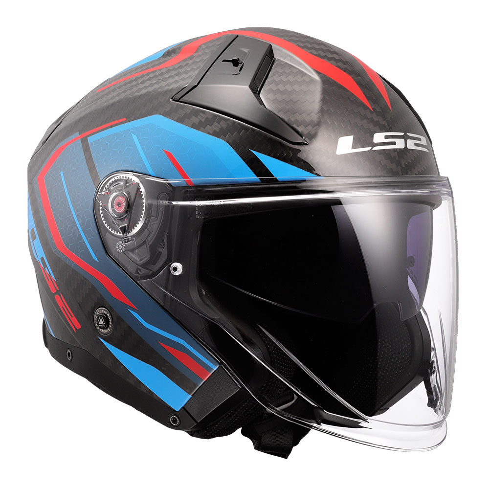 Kaciga LS2 Jet OF603 INFINITY II CARBON URUS plavo crvena M