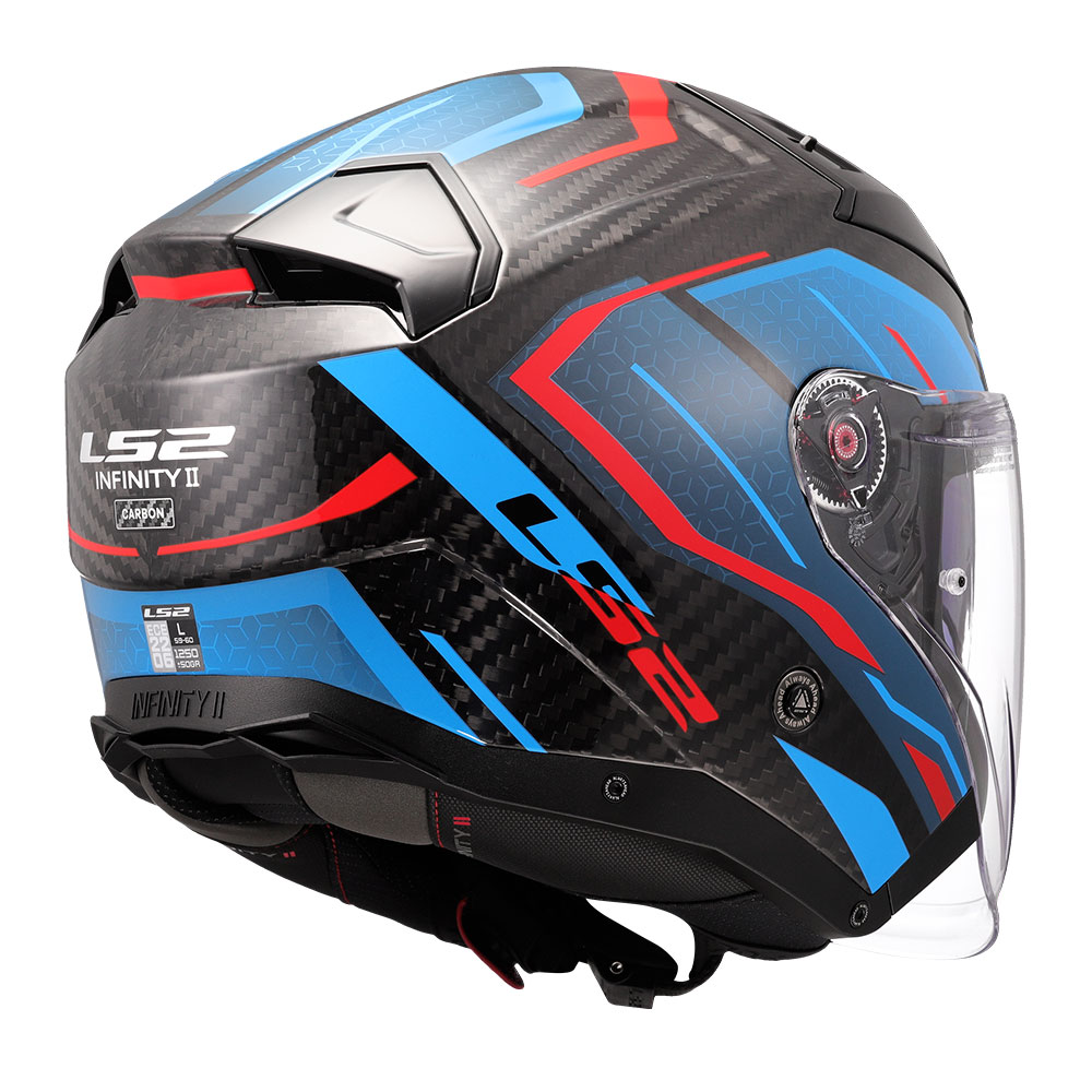 Kaciga LS2 Jet OF603 INFINITY II CARBON URUS plavo crvena M