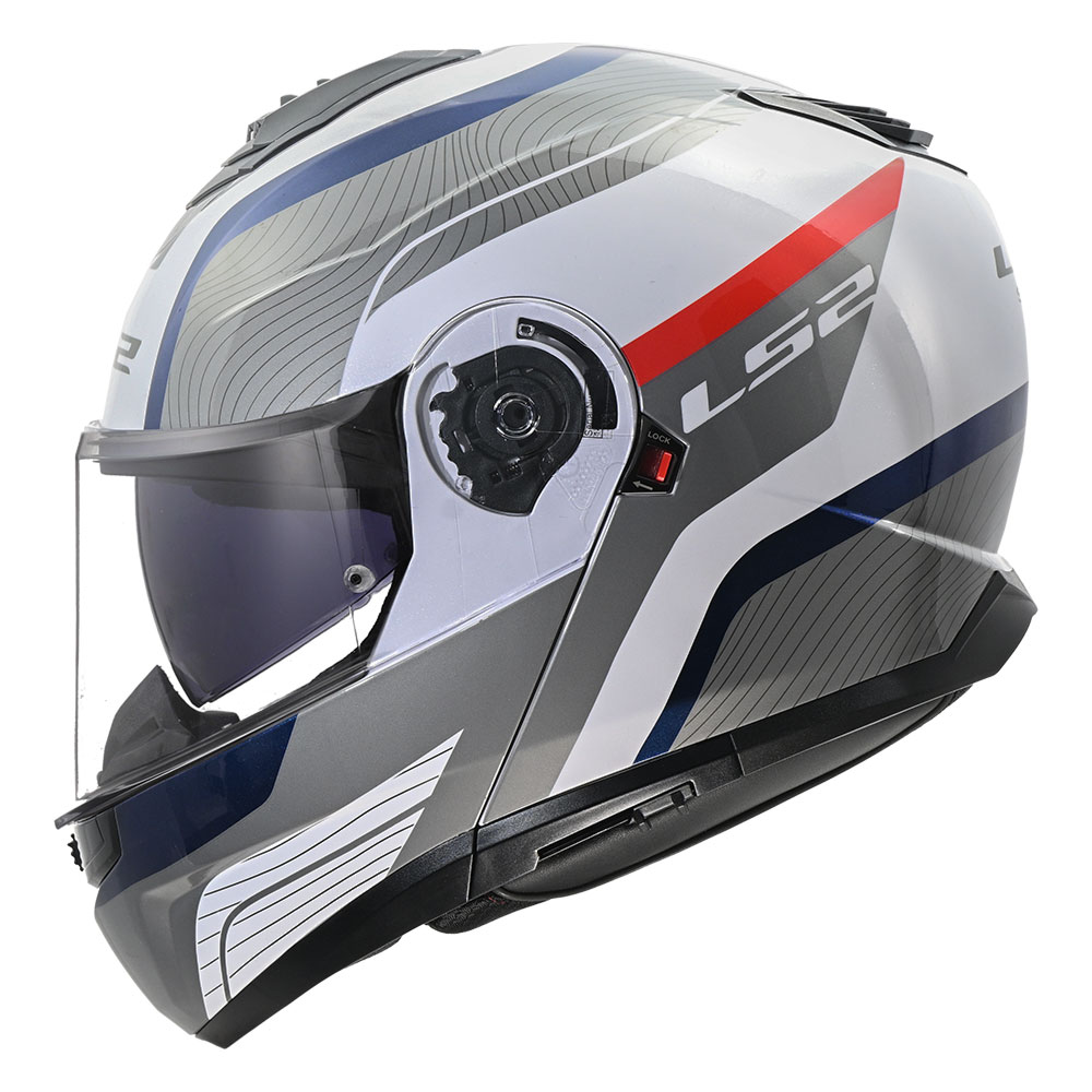 Kaciga LS2 Flip Up FF908 STROBE II MONZA belo plavo crvena 3XL