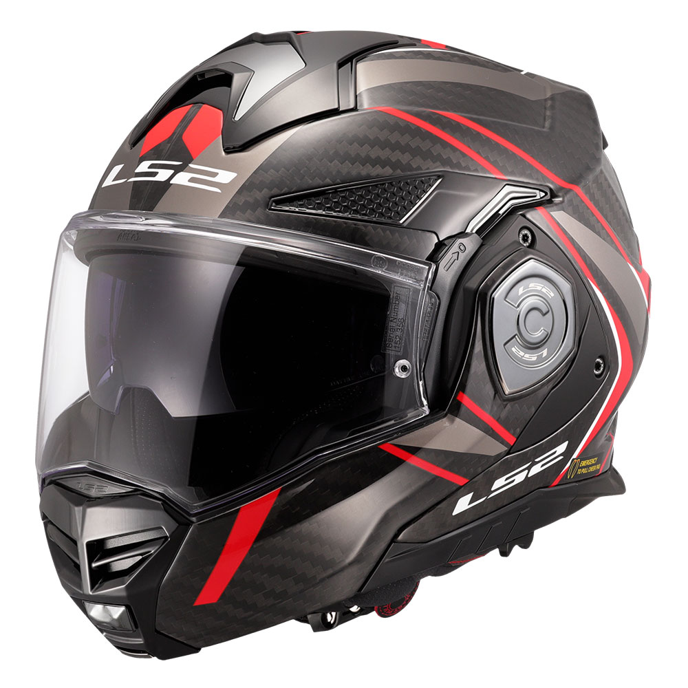 Kaciga LS2 Flip Up FF901 ADVANT X FUTURE II carbon crvena sa naočarima M