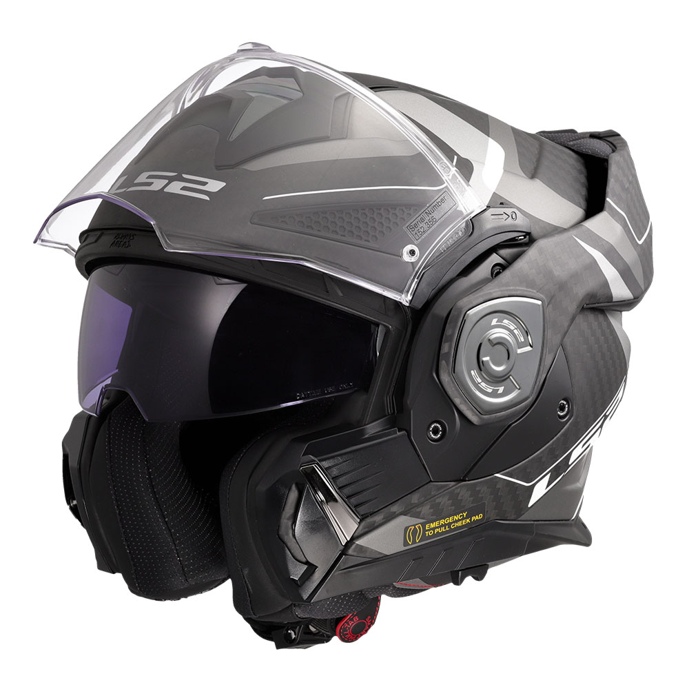 Kaciga LS2 Flip Up FF901 ADVANT X CARBON HORIZON hrom siva sa naočarima XXL