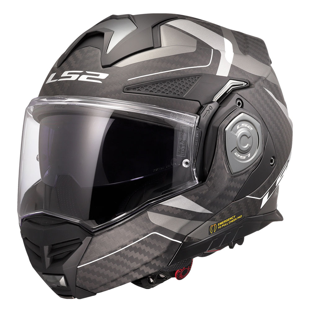 Kaciga LS2 Flip Up FF901 ADVANT X CARBON HORIZON hrom siva sa naočarima XXL