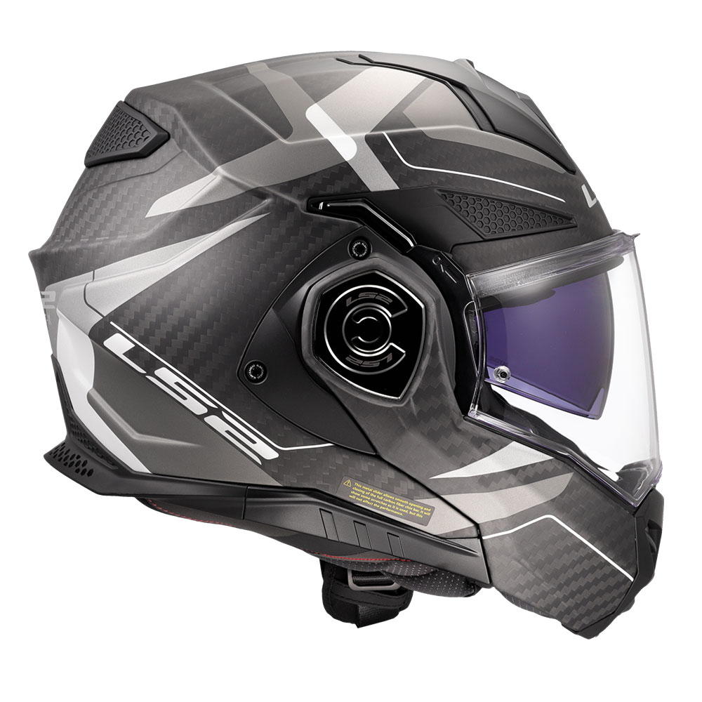 Kaciga LS2 Flip Up FF901 ADVANT X CARBON HORIZON hrom siva sa naočarima XXL