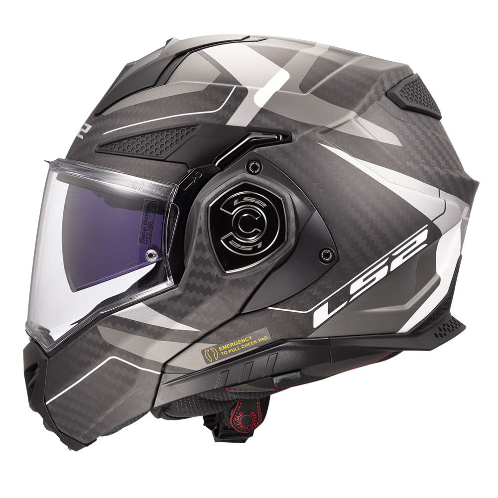 Kaciga LS2 Flip Up FF901 ADVANT X CARBON HORIZON hrom siva sa naočarima XXL