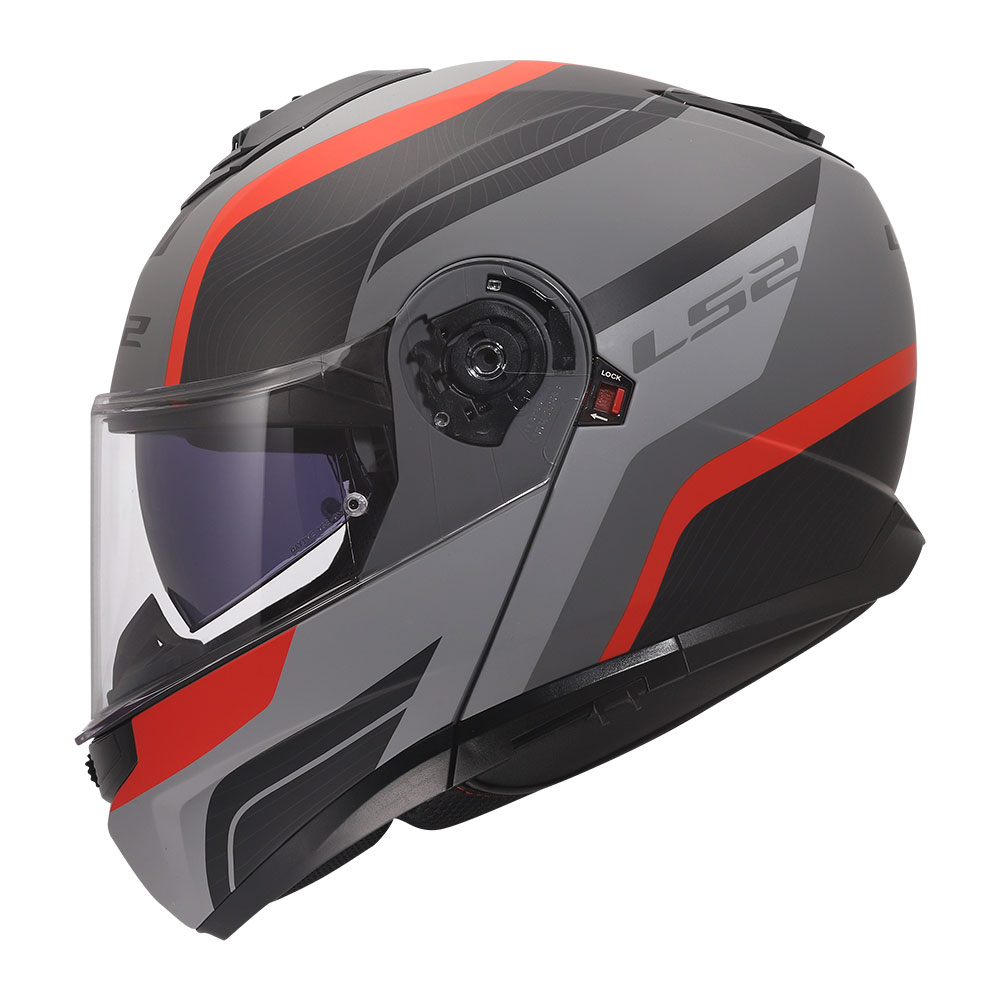 Kaciga LS2 Flip Up FF908 STROBE II MONZA crno sivo crvena