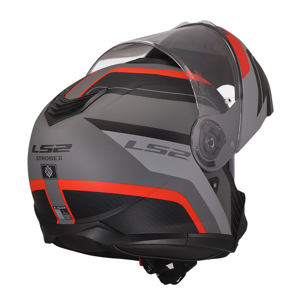 Kaciga LS2 Flip Up FF908 STROBE II MONZA crno sivo crvena