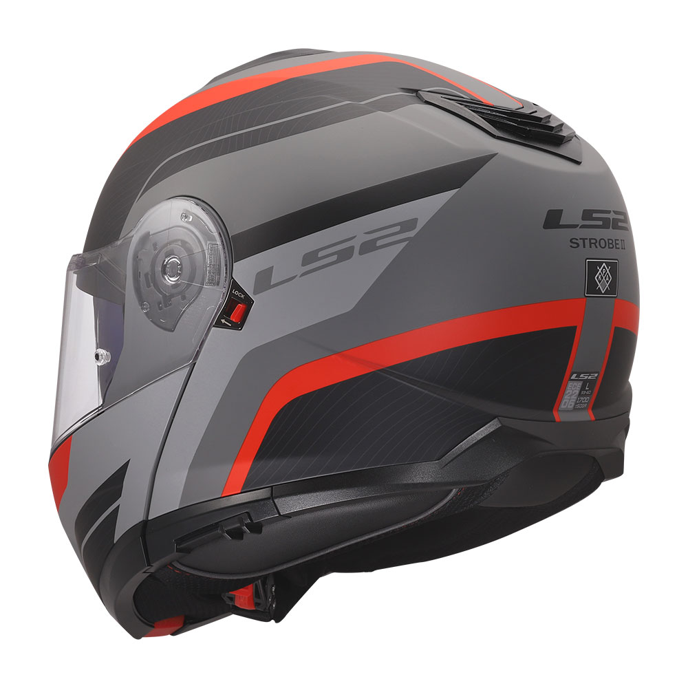 Kaciga LS2 Flip Up FF908 STROBE II MONZA crno sivo crvena