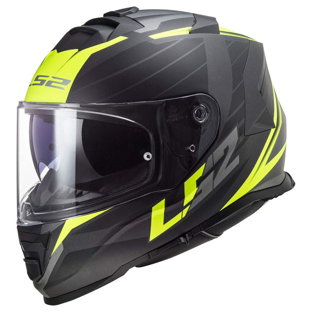 Kaciga LS2 Full Face FF800 STORM II NERVE mat crno žuta sa naočarima L