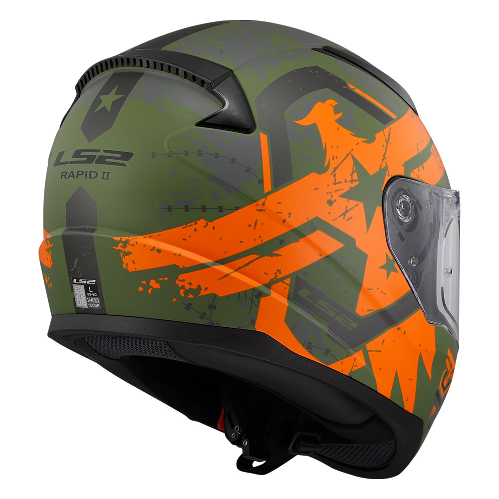 Kaciga LS2 Full Face FF353 RAPID II THUNDER BIRDS zeleno narandžasta L