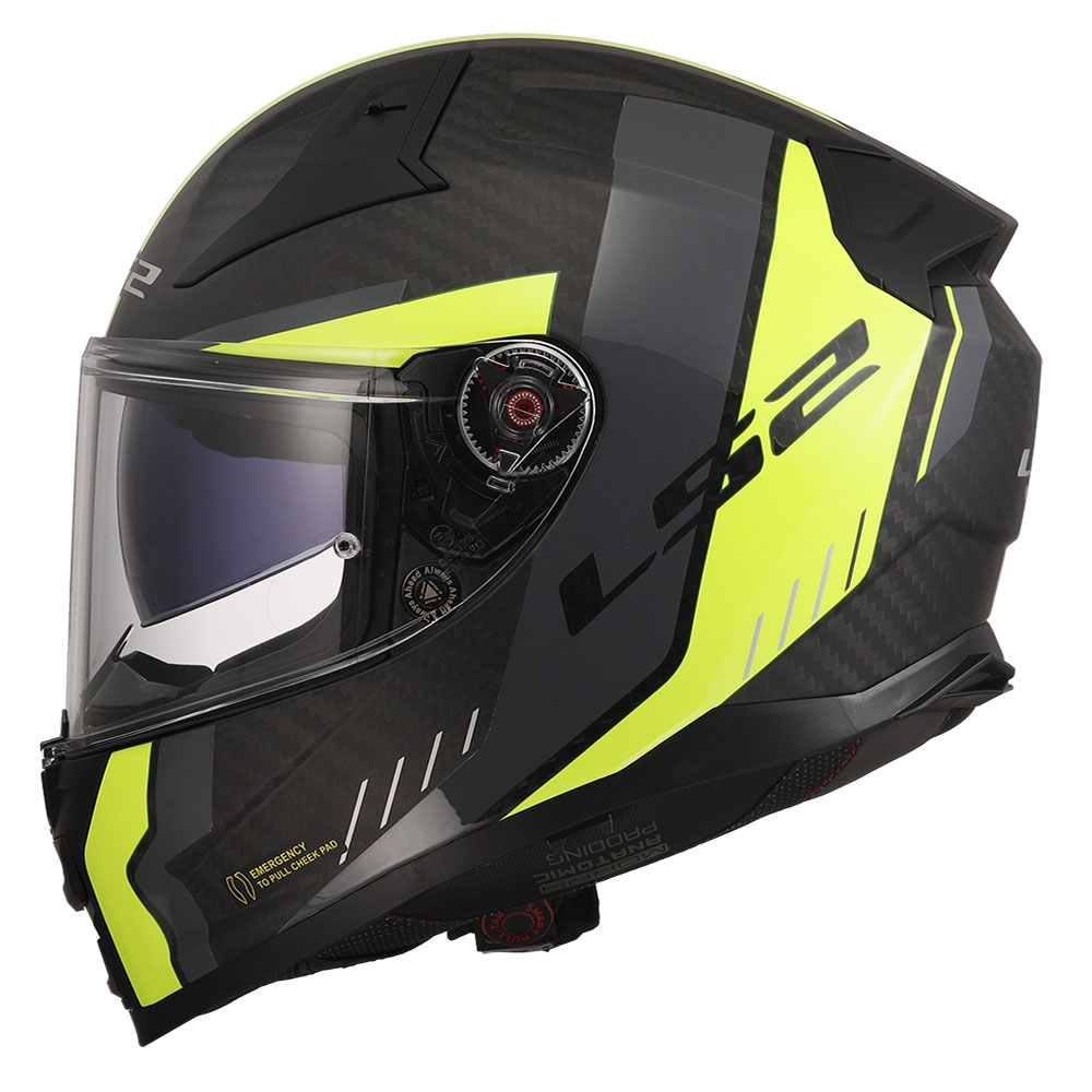 Kaciga LS2 Full Face FF811 VECTOR II CARBON GRID mat crno žuta sa naočarima XL
