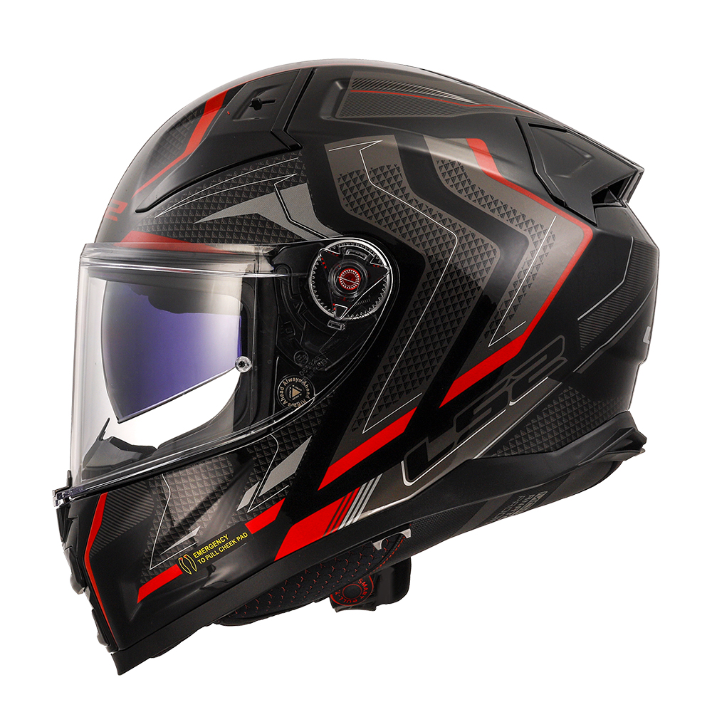 Kaciga LS2 Full Face FF811 VECTOR II ALIZER crno crvena sa naočarima L