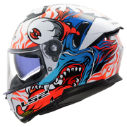 Kaciga LS2 Full Face FF808 STREAM II INFERNO belo plava sa naočarima XL