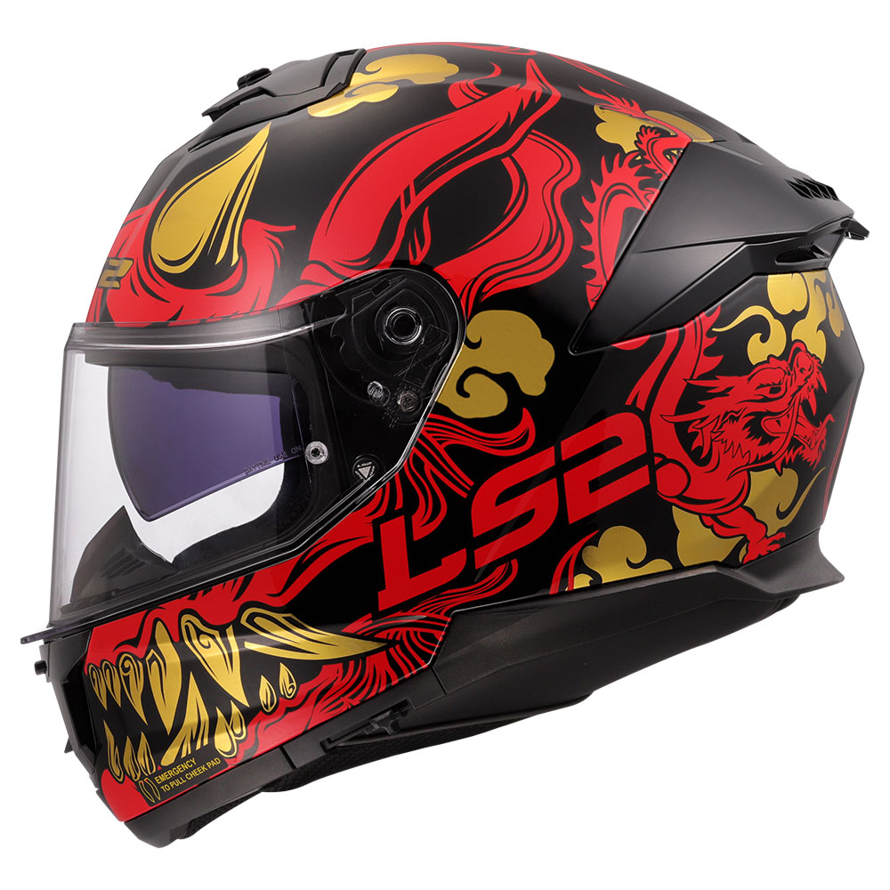 Kaciga LS2 Full Face FF808 STREAM II DRAKO crno crvena sa naočarima M