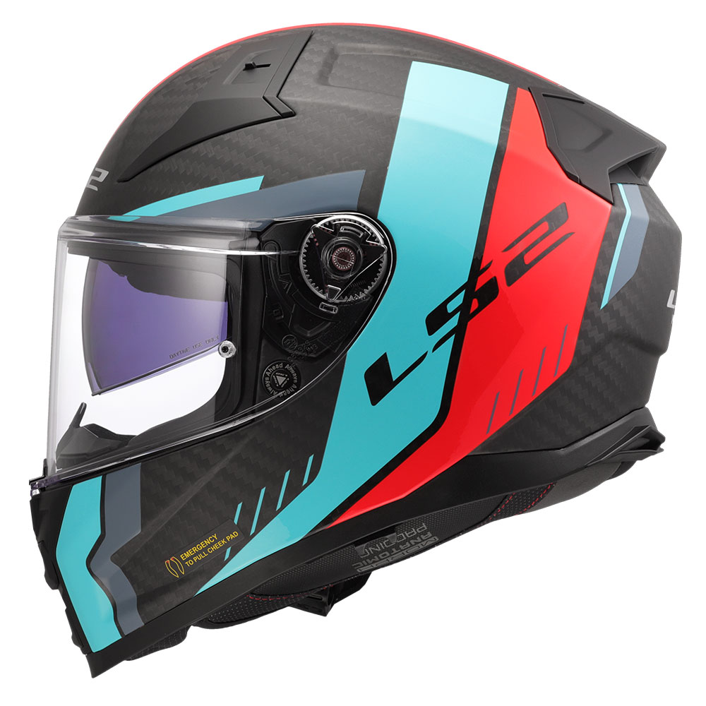 Kaciga LS2 Full Face FF811 VECTOR II CARBON GRID plavo crvena sa naočarima L
