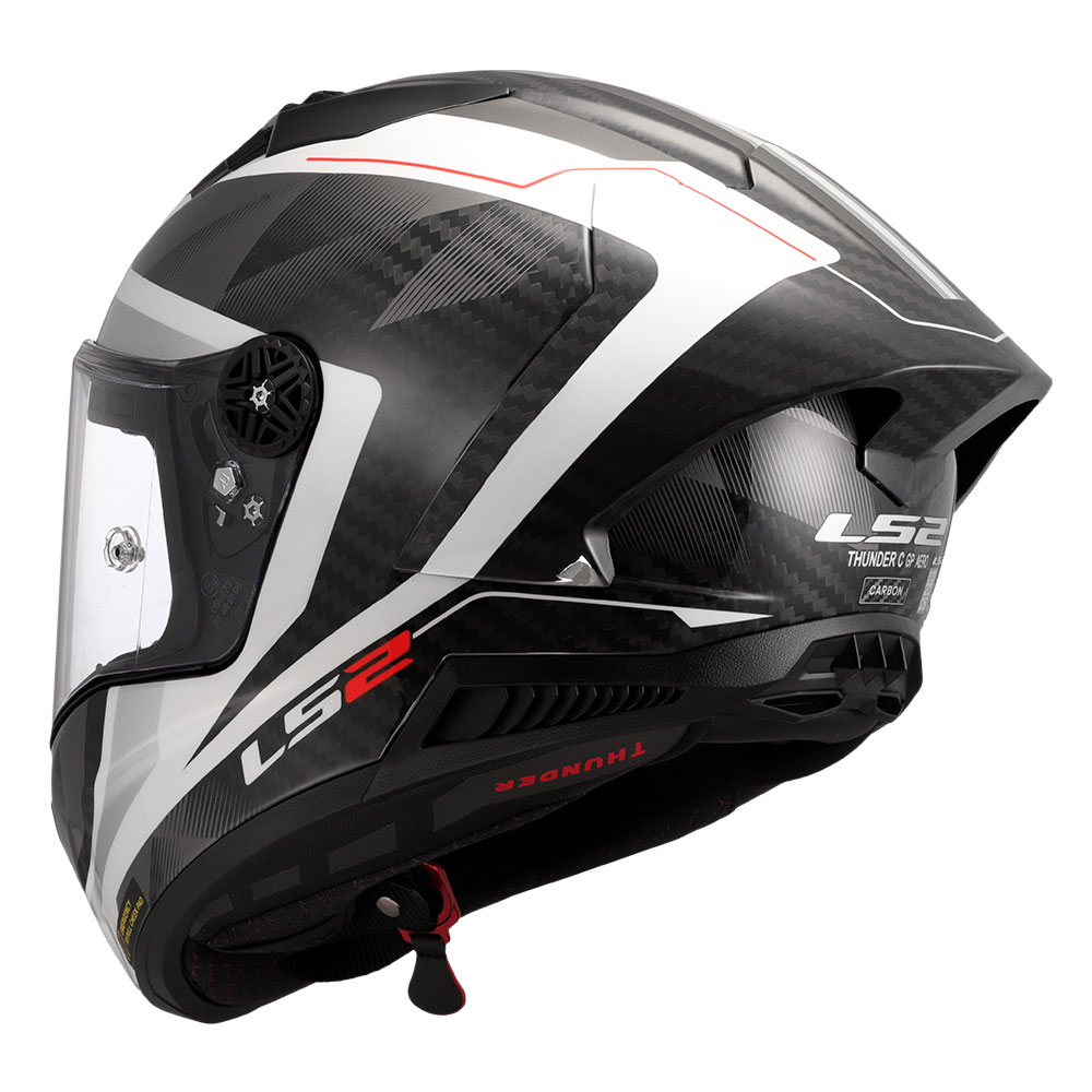 Kaciga LS2 Full Face FF805 THUNDER CARBON GP AERO RAUTE belo siva XL