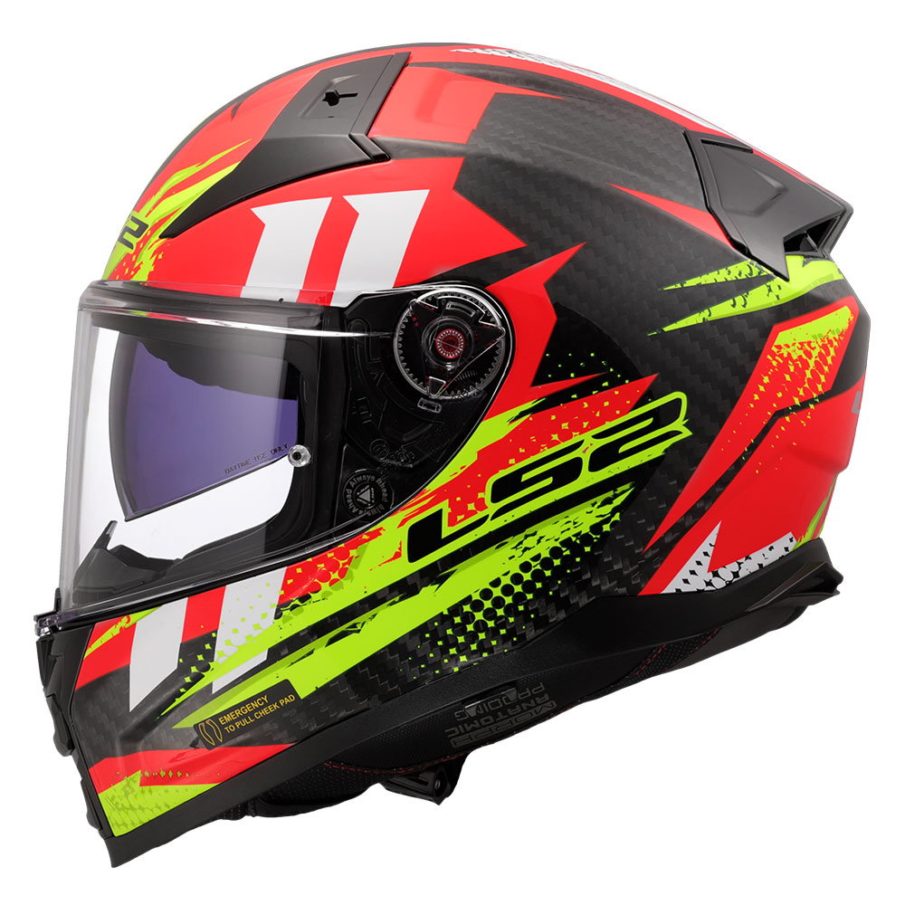 Kaciga LS2 Full Face FF811 VECTOR II CARBON TANTIC crveno žuta XXL