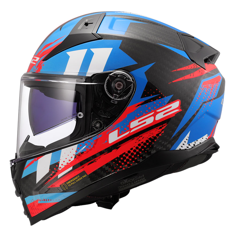 Kaciga LS2 Full Face FF811 VECTOR II CARBON TANTIC crveno plava XXL