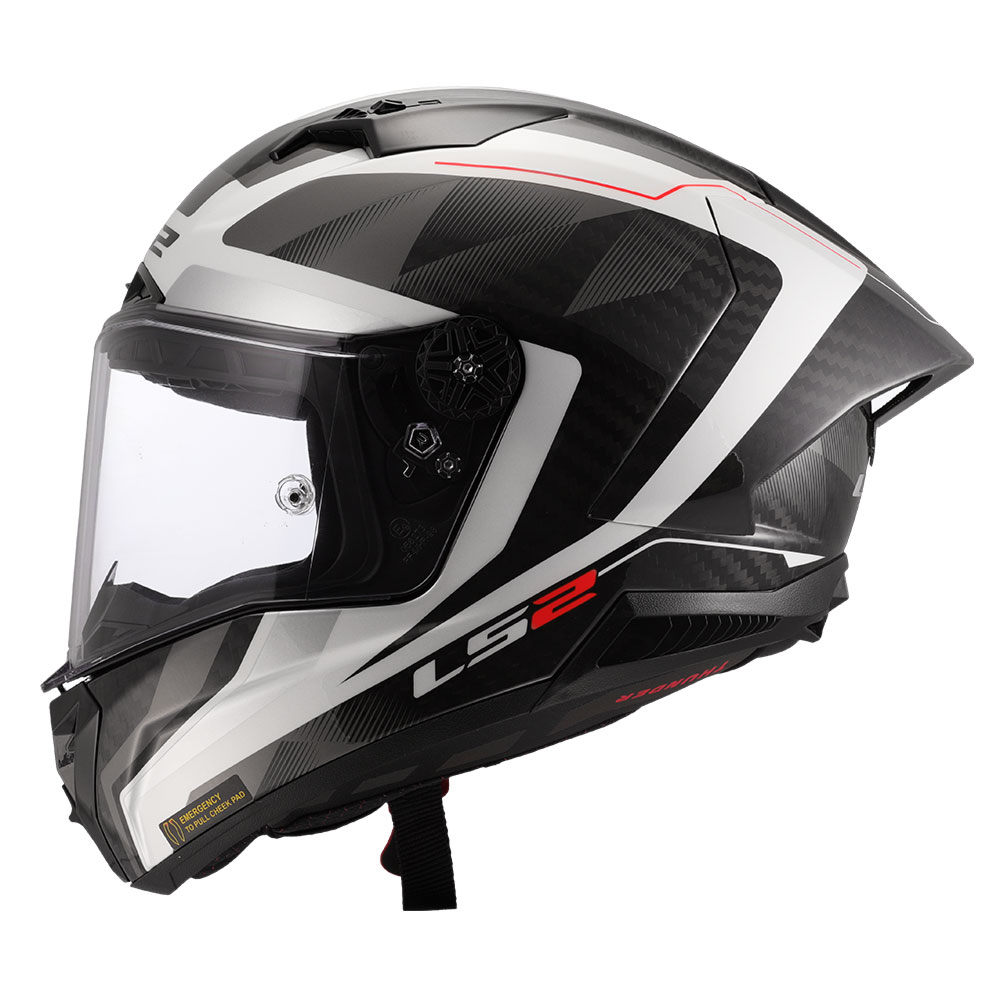 Kaciga LS2 Full Face FF805 THUNDER CARBON GP AERO RAUTE belo siva S