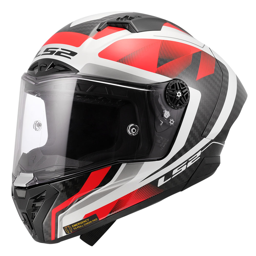 Kaciga LS2 Full Face FF805 THUNDER CARBON GP AERO RAUTE belo crvena S