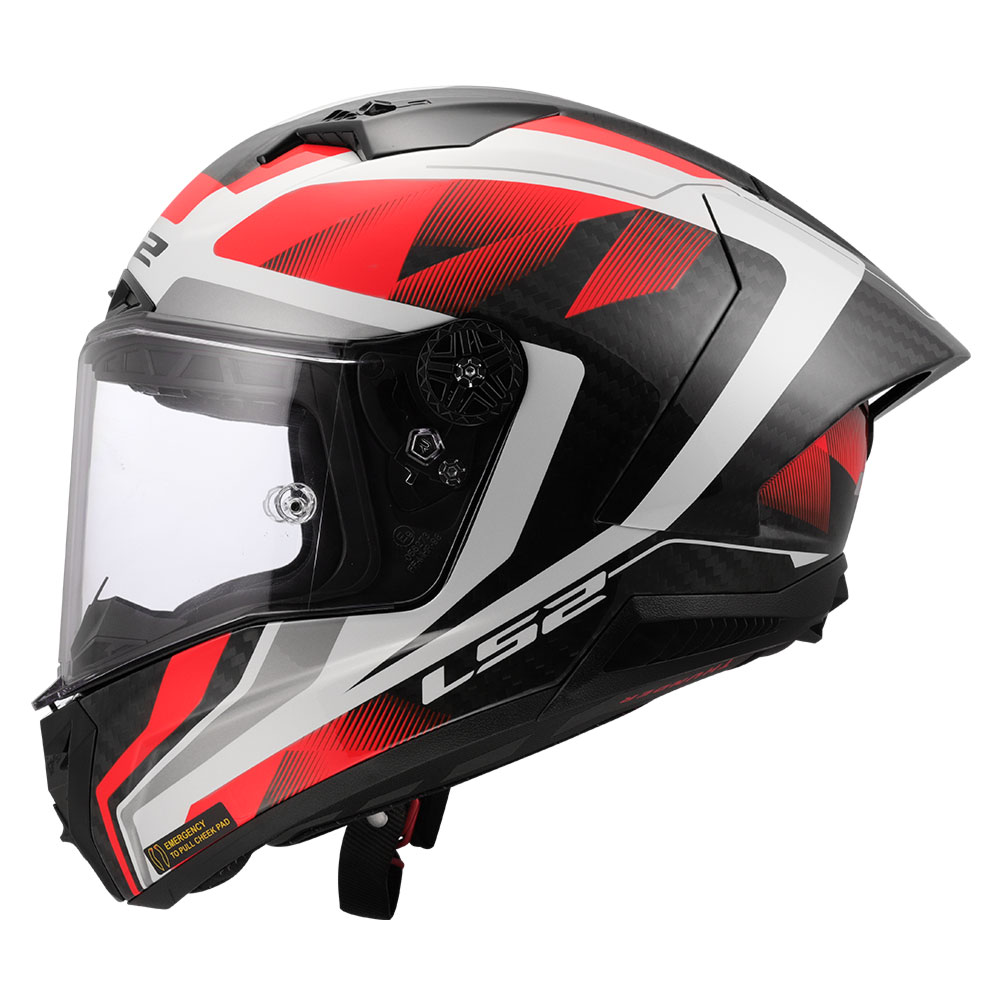 Kaciga LS2 Full Face FF805 THUNDER CARBON GP AERO RAUTE belo crvena S