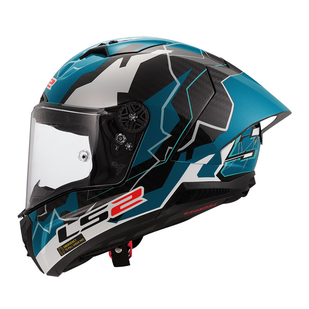 Kaciga LS2 Full Face FF805 THUNDER CARBON GP AERO REPLICA HUERTAS plavo bela