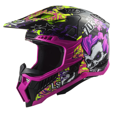 Kaciga LS2 Cross MX703 C X-FORCE CARBON FIRESKULL crno ljubičasta