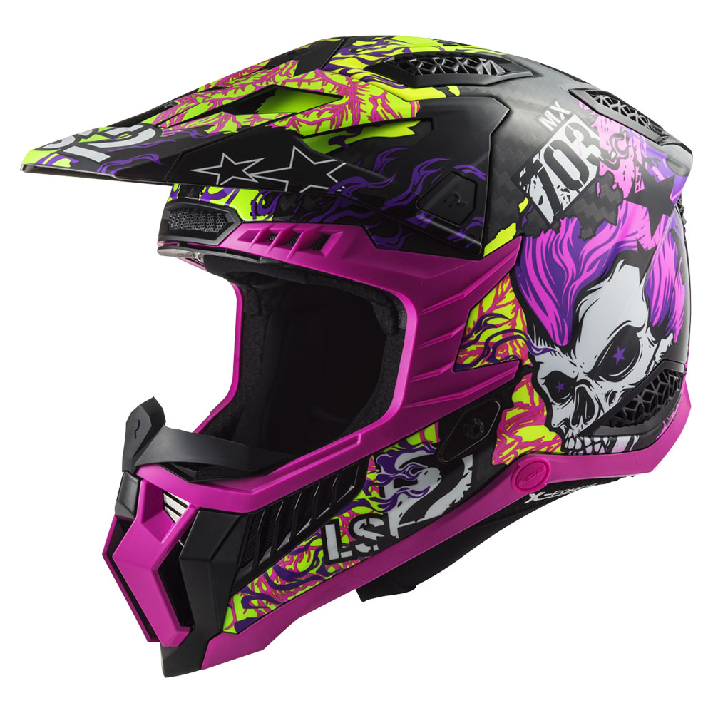 Kaciga LS2 Cross MX703 C X-FORCE CARBON FIRESKULL crno ljubičasta M