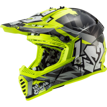 Kaciga LS2 Cross MX437 FAST II MINI CRUSHER dečija crno žuta L