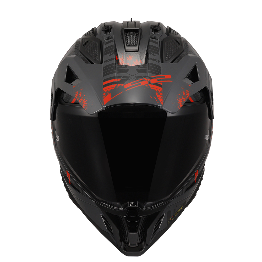 Kaciga LS2 Cross MX702 PIONEER II CRAZY mat crno crvena XXL