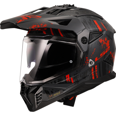 Kaciga LS2 Cross MX702 PIONEER II CRAZY mat crno crvena XXL