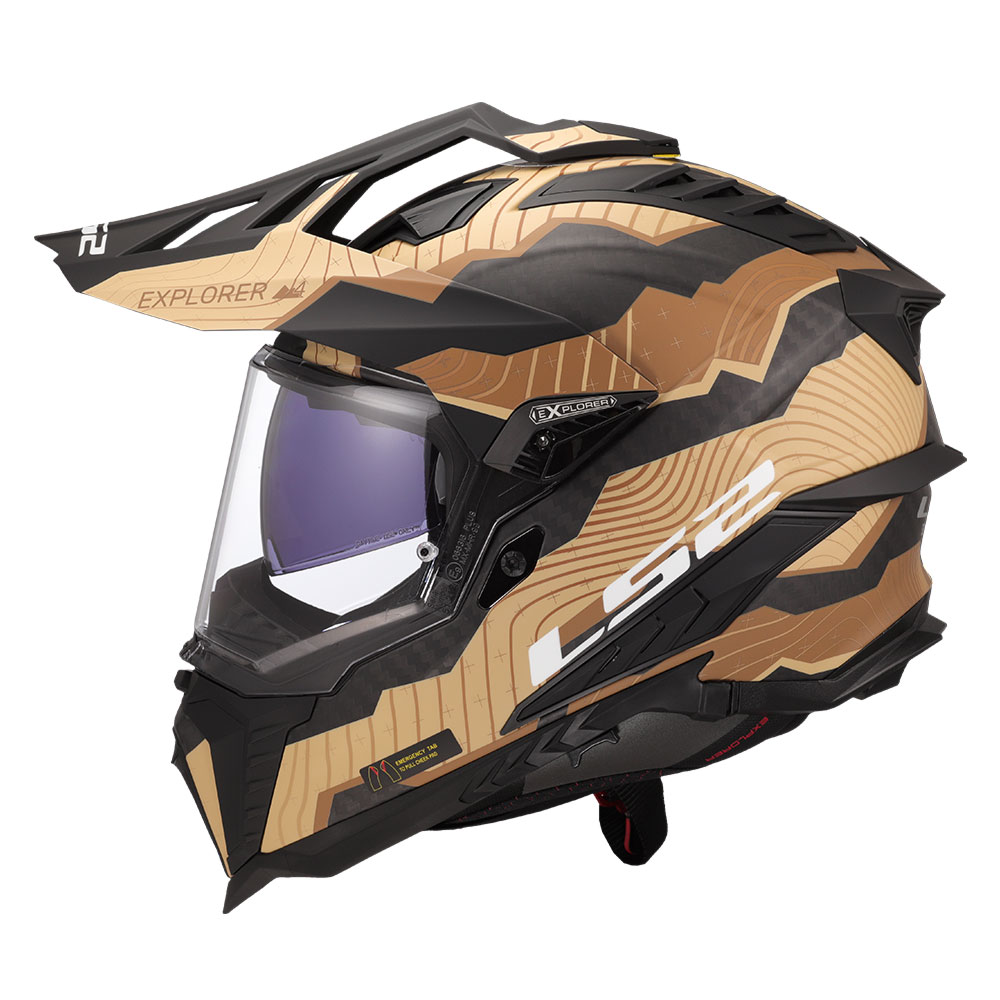 Kaciga LS2 Cross MX701 EXPLORER CARBON TRICK braon zlatna