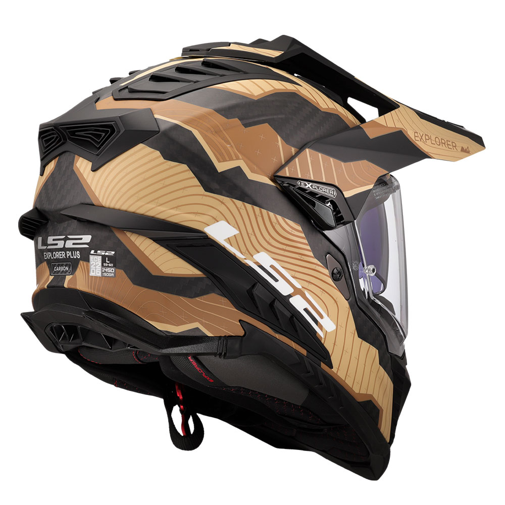 Kaciga LS2 Cross MX701 EXPLORER CARBON TRICK braon zlatna XL