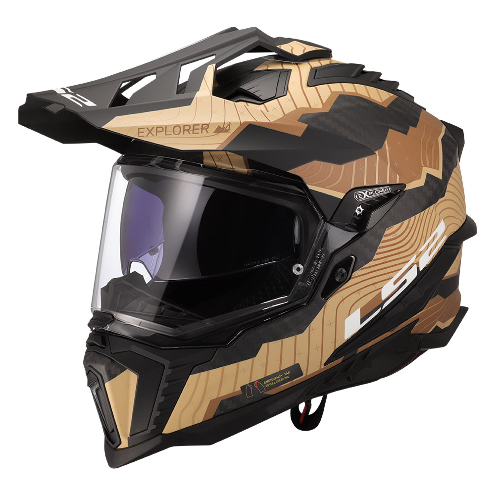 Kaciga LS2 Cross MX701 EXPLORER CARBON TRICK braon zlatna XL