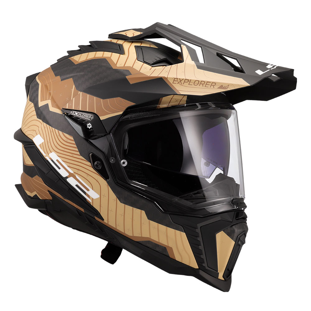 Kaciga LS2 Cross MX701 EXPLORER CARBON TRICK braon zlatna XL