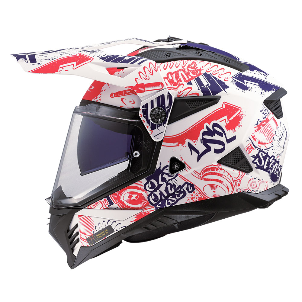 Kaciga LS2 Cross MX702 PIONEER II FANTASY belo crveno plava S
