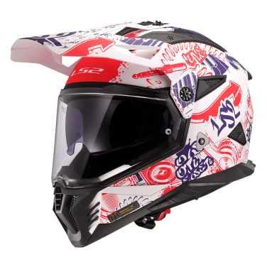 Kaciga LS2 Cross MX702 PIONEER II FANTASY belo crveno plava S