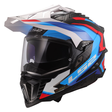 Kaciga LS2 Cross MX701 EXPLORER CARBON FRONTIER II belo plavo crvena XL
