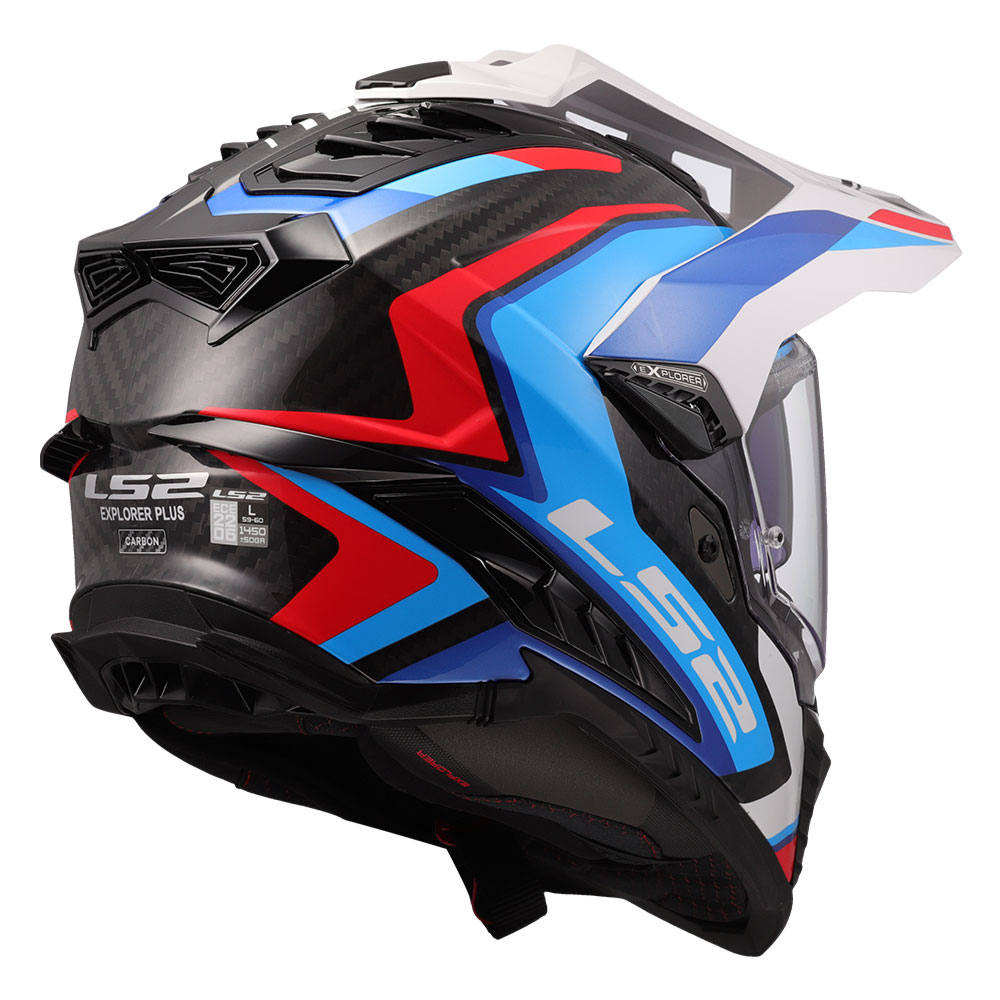 Kaciga LS2 Cross MX701 EXPLORER CARBON FRONTIER II belo plavo crvena XL