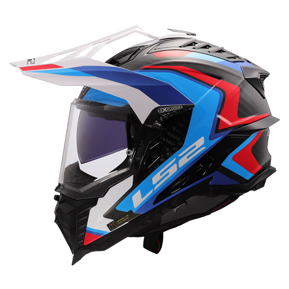 Kaciga LS2 Cross MX701 EXPLORER CARBON FRONTIER II belo plavo crvena XL