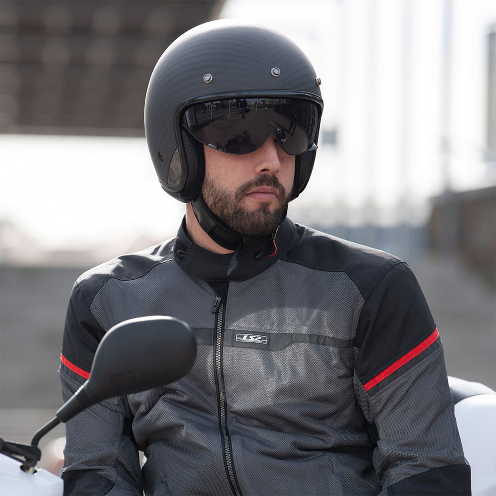 Jakna LS2 RIVA muška crno tamno sivo crvena 3XL