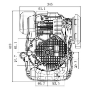 Motor kosačice Zongshen 225cc ( 4,2 kW / 6,0 KS ) - radilica 25,4mm / 80mm