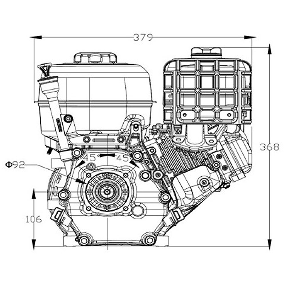 Motor Zongshen GB270 272cc ( 5,8 kW / 8,0 KS )  horizontalna radilica 25mm / 62mm