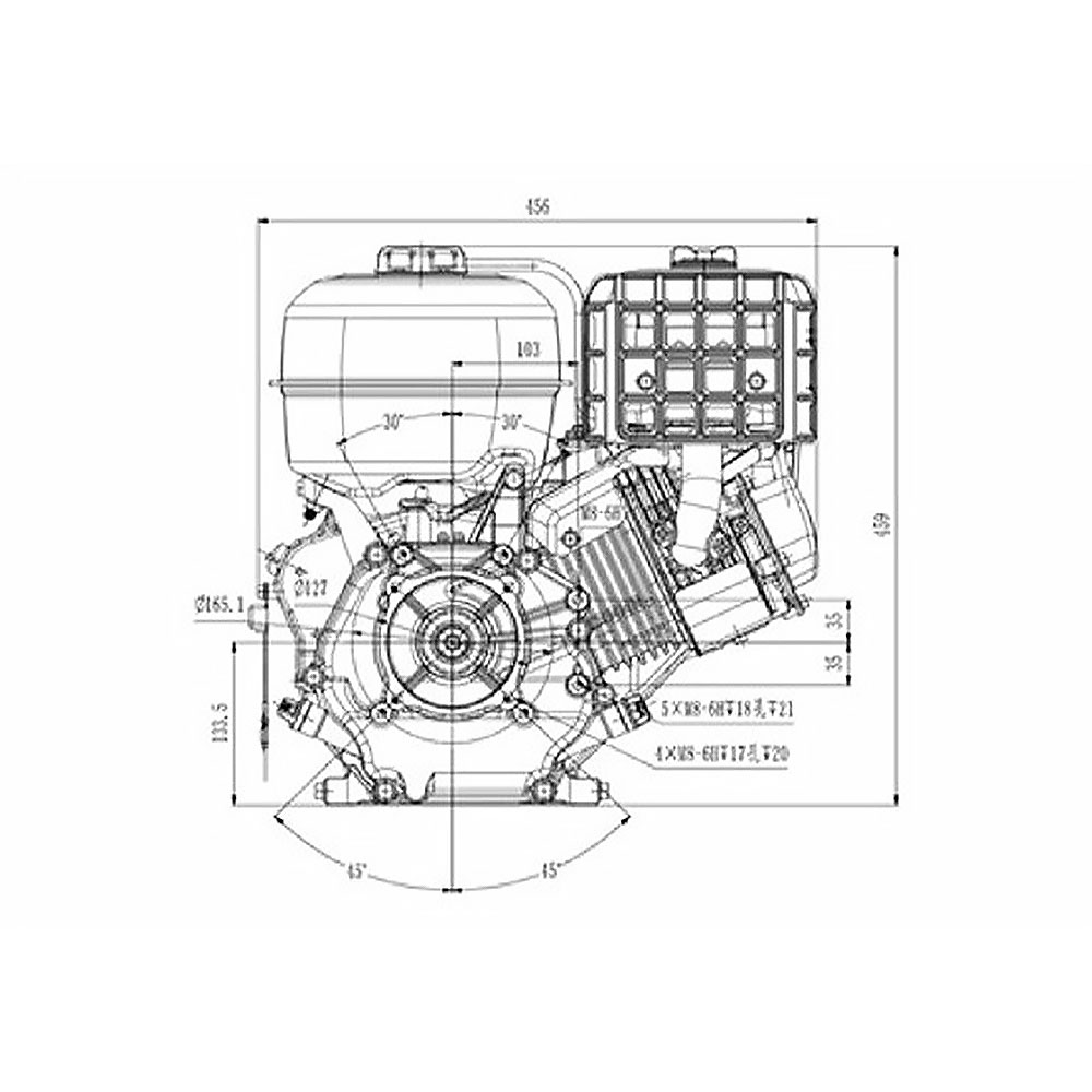 Motor Zongshen GB420 420cc ( 9,0 kW / 12,5 KS )  horizontalna radilica 25mm / 102mm